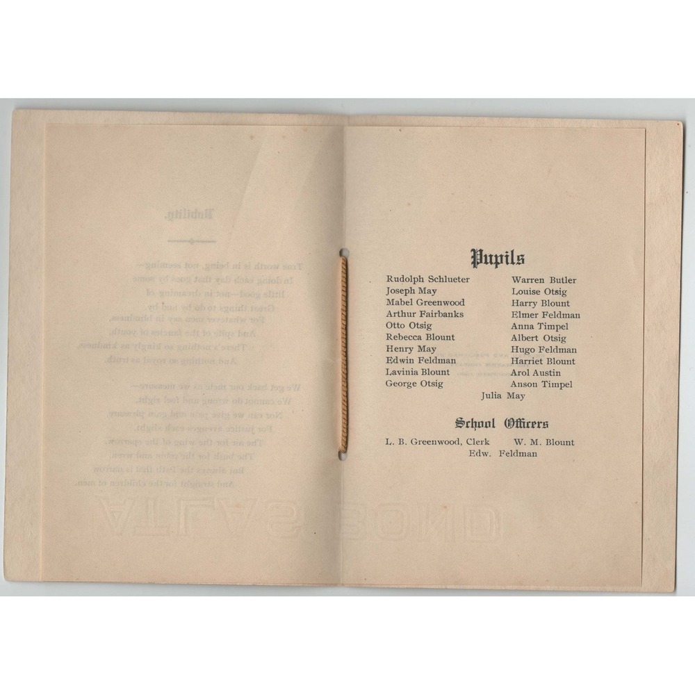 Antique 1905-1906 School Souvenir Booklet Quincy Wisconsin Teacher Photo - Picture 3 of 3